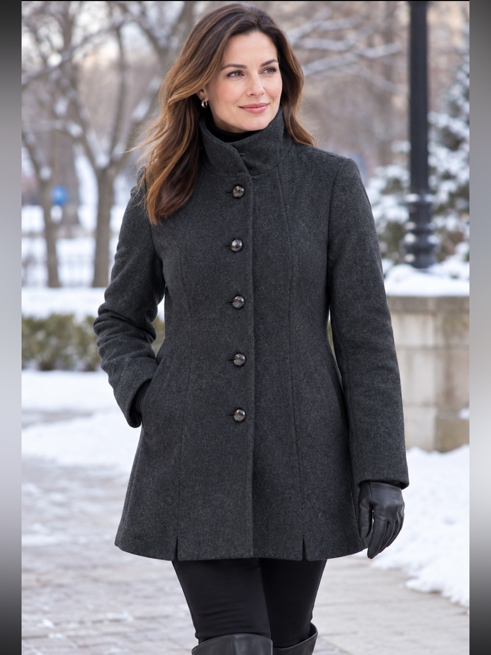 J. Crew 100% Wool Stand Collar Coat Charcoal Gray Button Front Size 0P